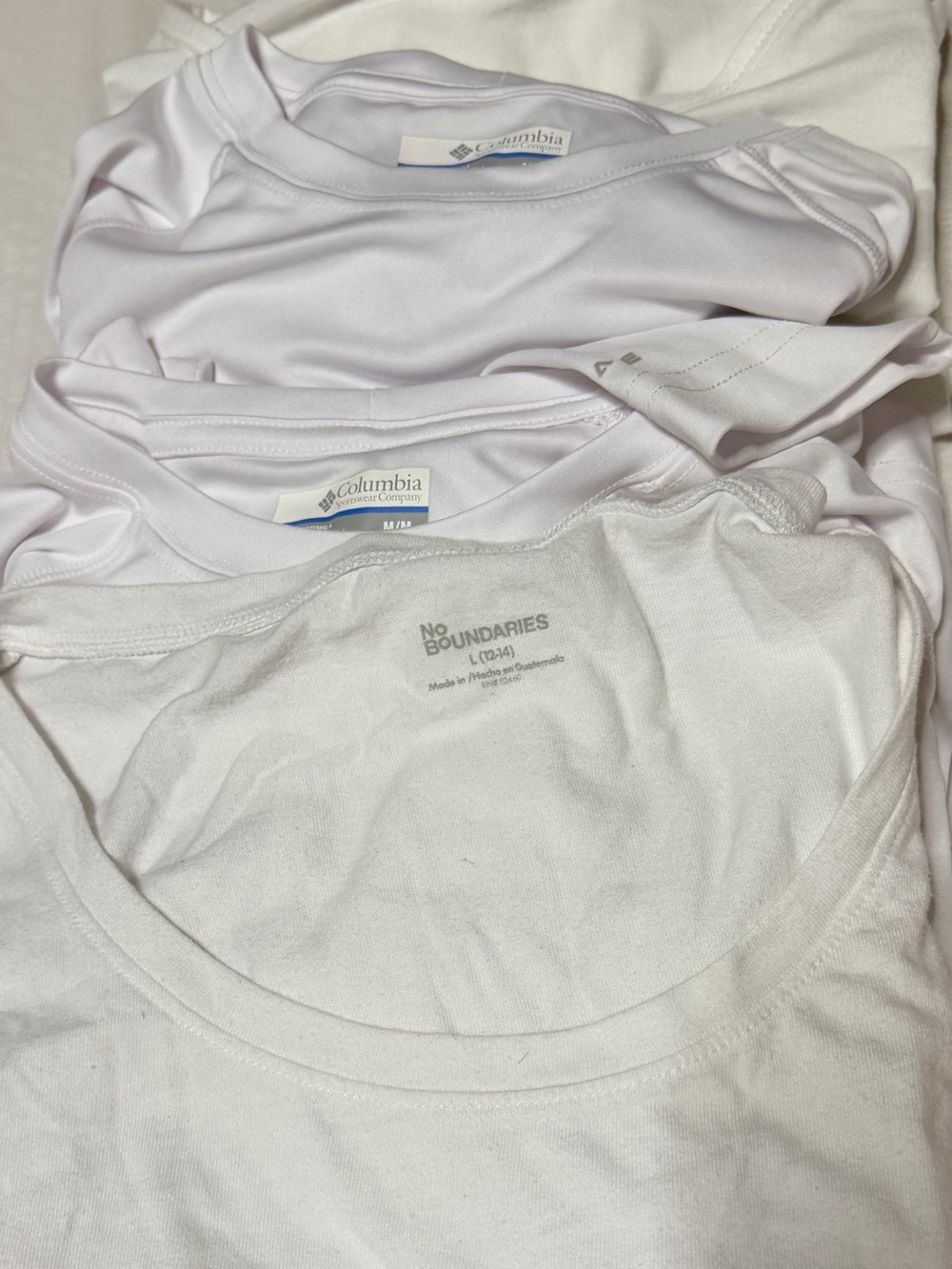 Bundle 4 White Crew Neck long sleeve Tee